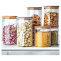 High Quality 600ml Food Grade Glass Storage Jar with Bamboo Lid Storage-102S